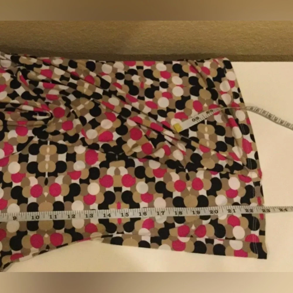 Ellen Tracy Blouse Size Small Pink Brown Ivory Polka Dot - Picture 9 of 12